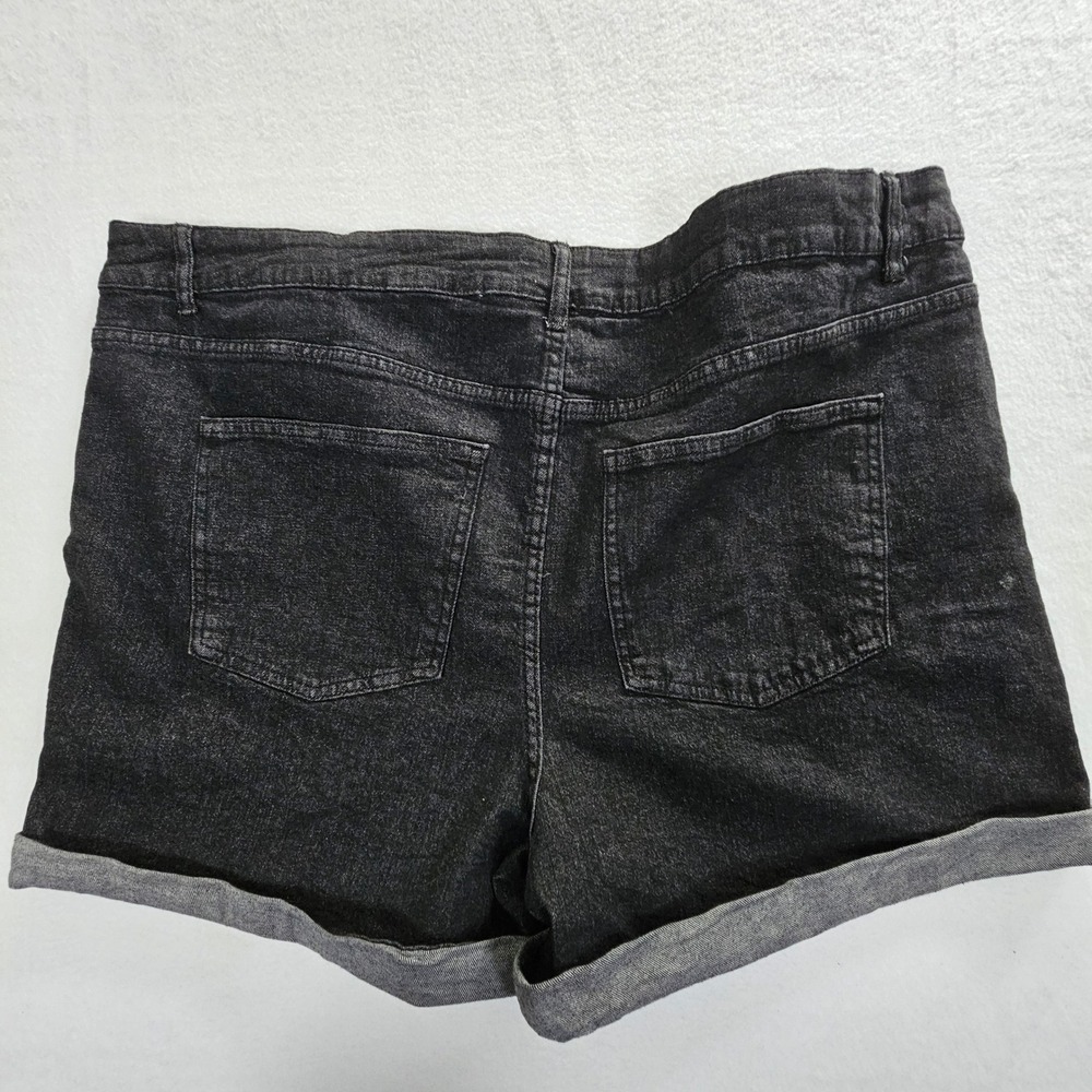 Serra Womens Black‎ Denim Shorts Cuffed Hem Size XL 16-18 New with Tag - Picture 10 of 10
